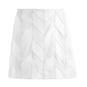 Alice + Olivia Lamb Leather Croc-Embossed Mini Skirt